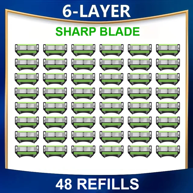 Lames de rasoir Green Color Upgrades à 6 couches, lames de rasoir en acier inoxydable allemand pour peaux sensibles, rasage précis et confortable 1