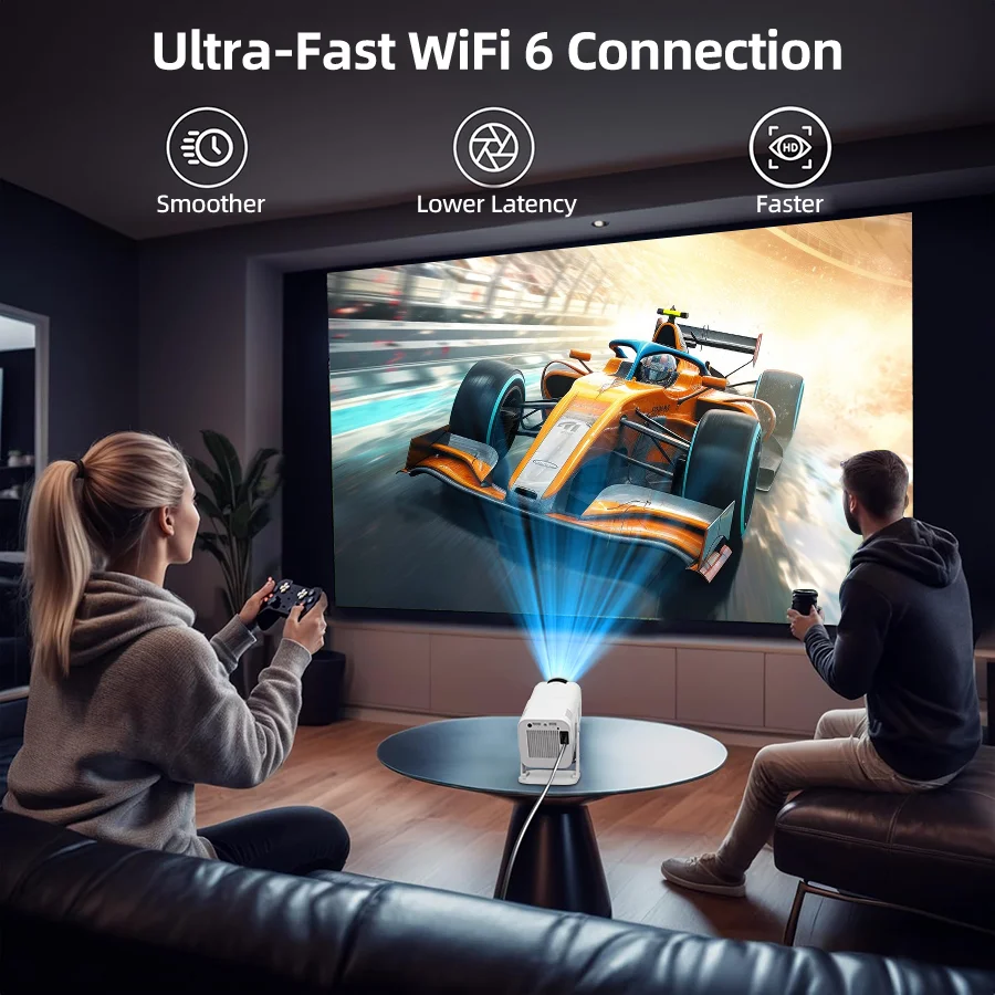 F110 Projector 4K Native HD 1080P Dual Wifi6 Cinema Portable Projetor Built-in Android System suitable for home/outdoor/office