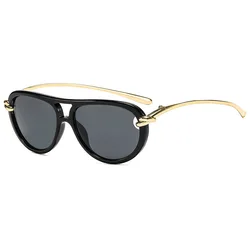 Chic Oversized Aviator Sunglasses for Everyday Style and Sun Protection (Bright Black)