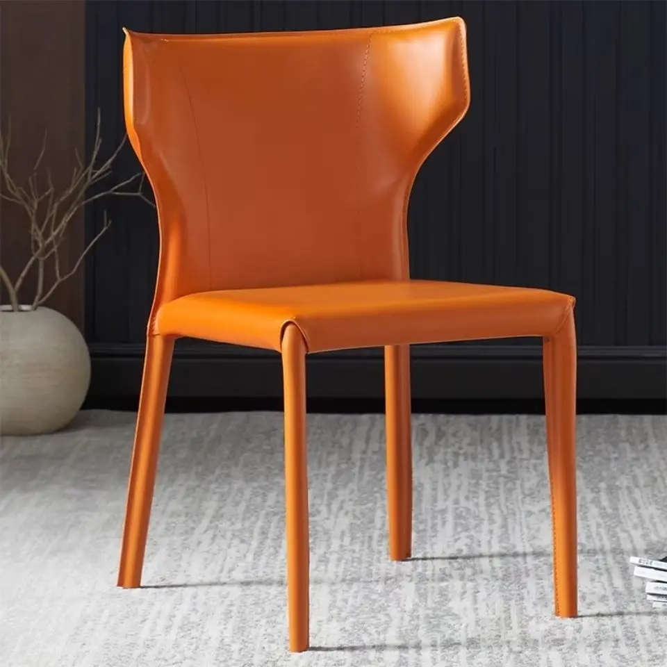 

Kitchen Leather Dining Chair Nordic Living Room Chair Leisure Modern Bedroom Chair Manicure Bar with Backrest Relaxing Furniture