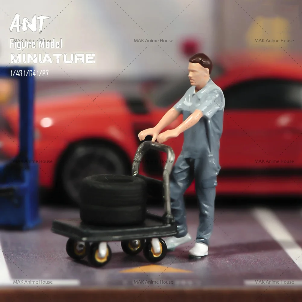 Miniatures 1/64 1/43 1/87 1/24 Figure Car Repairman's Workstation Checks The Car For Refueling Doll Model Home Scene Car Toys image 6