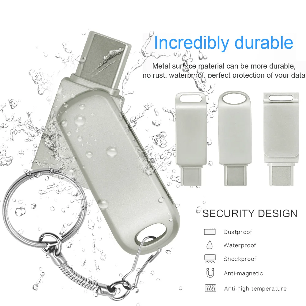 회전식 USB 3.0 플래시 드라이브 펜 드라이브, 스마트폰 메모리, 태블릿용 미니 USB 스틱, USB-C C타입, 64GB, 128GB, 50 개