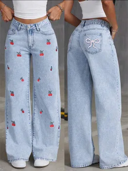 High Waist Loose Straight Wide Leg Denim Pants Women Vintage Casual Drape Long Jeans