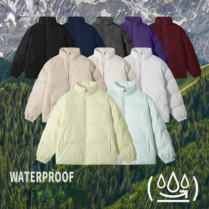 Stand Collar Cotton-padded Jacket Men Autumn Winter Outerwear Waterproof Warm Parkas Puffer Jacket Thicken Couple Cotton Jacket