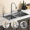 Light Luxury Silver Nano Sink for Kitchen Modern Stainless Steel Three-hole Kitchen Sinks Creative Household Sinks for Balcony 3