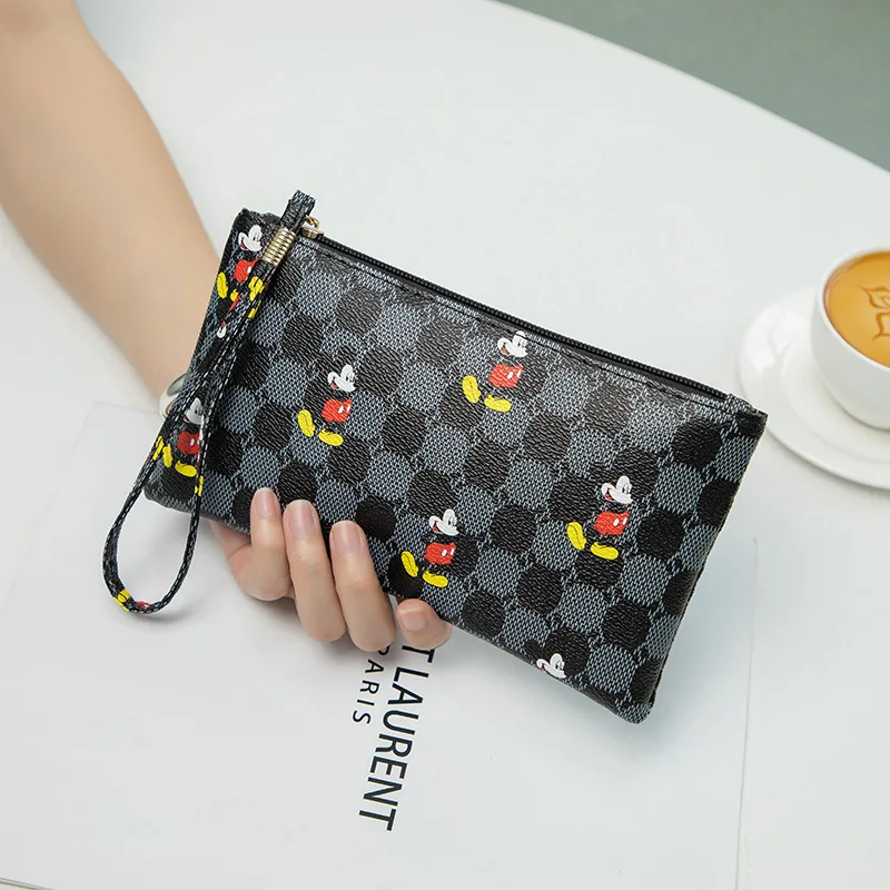 Disney Mickey Wallet for Women Mobile Phone Bag Simple Fashion Leather Clutch Bag Large Capacity Storage Zipper Small Purse