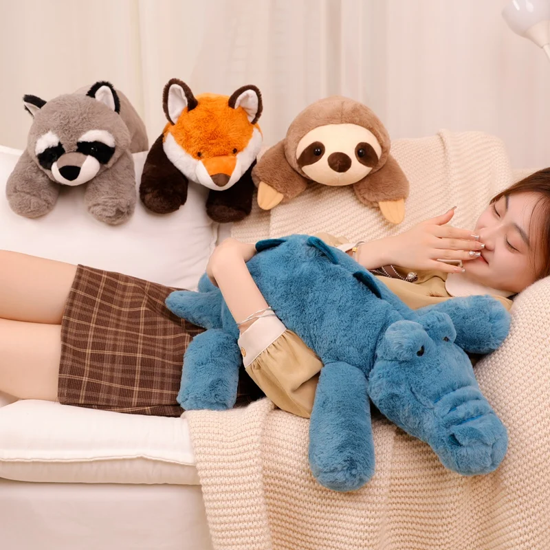 https://ae01.alicdn.com/kf/Sc4fd6701705b428cafe7fd1726a0e62d5/45-75cm-Kawaii-Cartoon-Animal-Raccoon-Fox-Crocodile-Sloth-Plush-Toys-Stuffed-Soft-Long-Sleep-Pillow.jpg