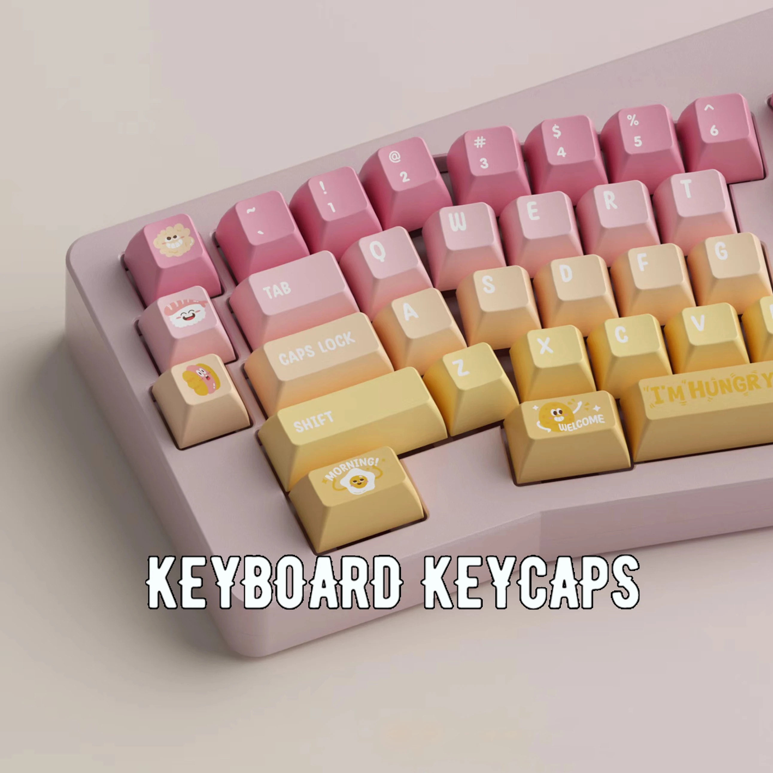 

172 Keys Foodies Theme PBT Keycaps Custom DIY KCA Profile Keycaps for Mechanical Keyboard Pink Cute Sublimation Keycap