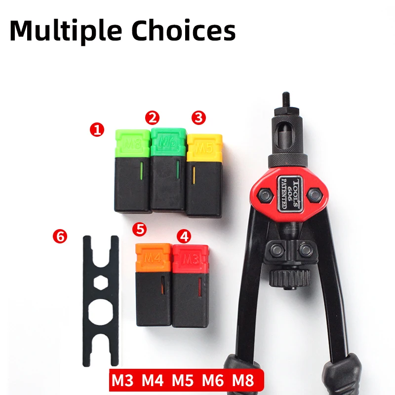 Rivet Gun Set BT-606 Mandrel Rivet Nut Gun Hand Heavy Duty Rivet Nut Setter Tool Kit Threaded Riveter Tool Threaded Insert Hand Riveter M3-M8 rivet gun rivet nut tool rivet gun set