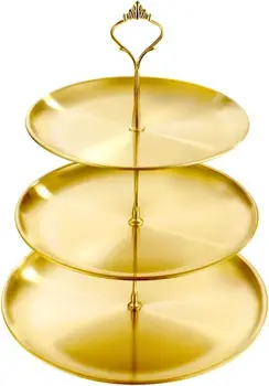 Gold 3-Tier Cake Stand 27x27cm, Party Dessert Display Tower for Holiday Gathering, Elegant Serving Stand 1