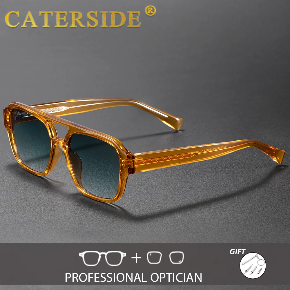 CATERSIDE Retro Männer Optische Sonnenbrille Flache Oberseite Doppel Brücken Rezept Brillen Frauen Myopie Ätherische Geschenke Gläser UV400 – Detail 5