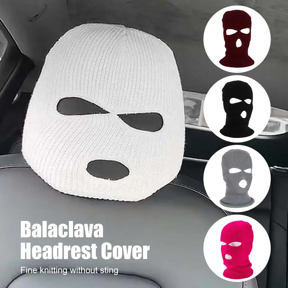 Universal Car Seat Headrest Cover Balaclava 3Hole Full Cover Halloween Christmas Funny Car Decoration for Tesla BMW Benz Nissan car headrest