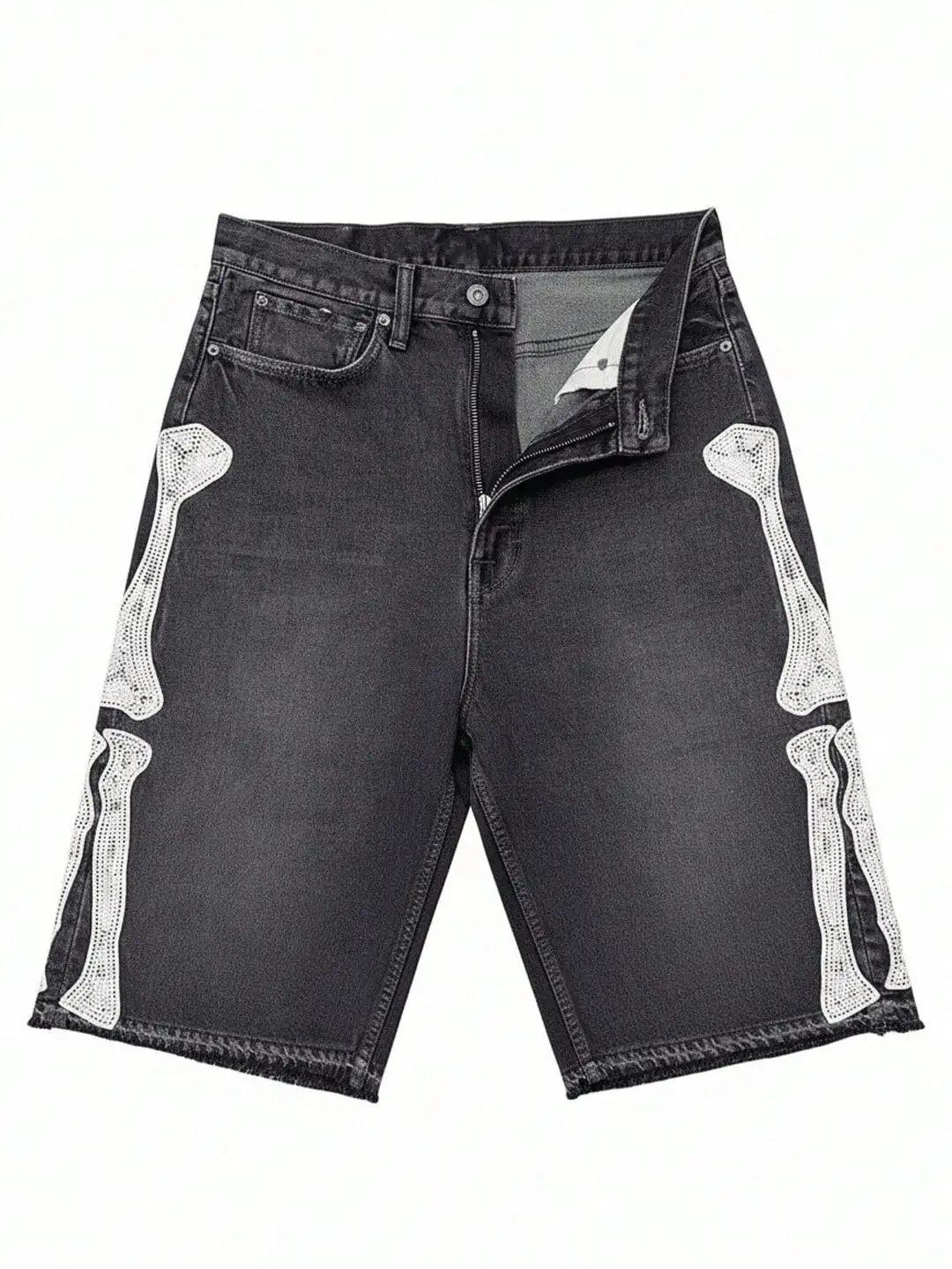 Y2k Casual Embroidered Bone Retro Denim Shorts For Men Women 2