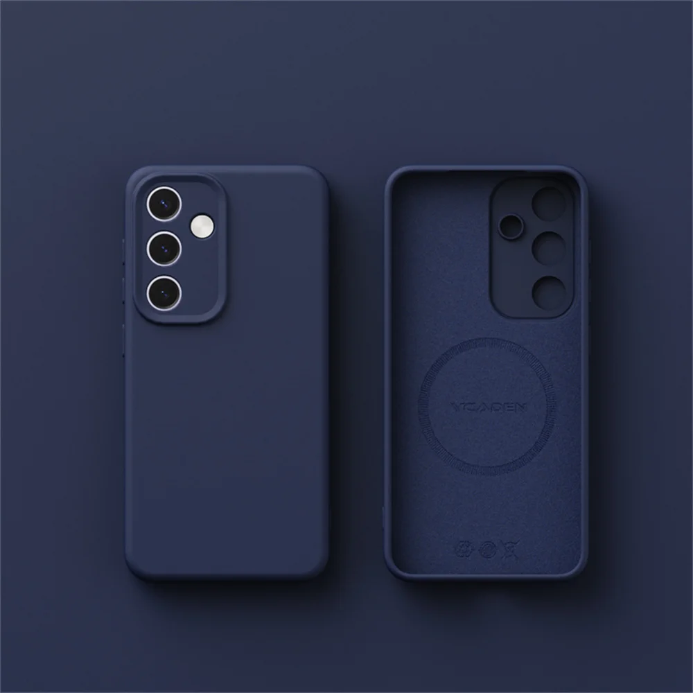 Enhanced Liquid Silicone Magnetic Case with Built-In Flock Cover - Wireless Charging Compatible