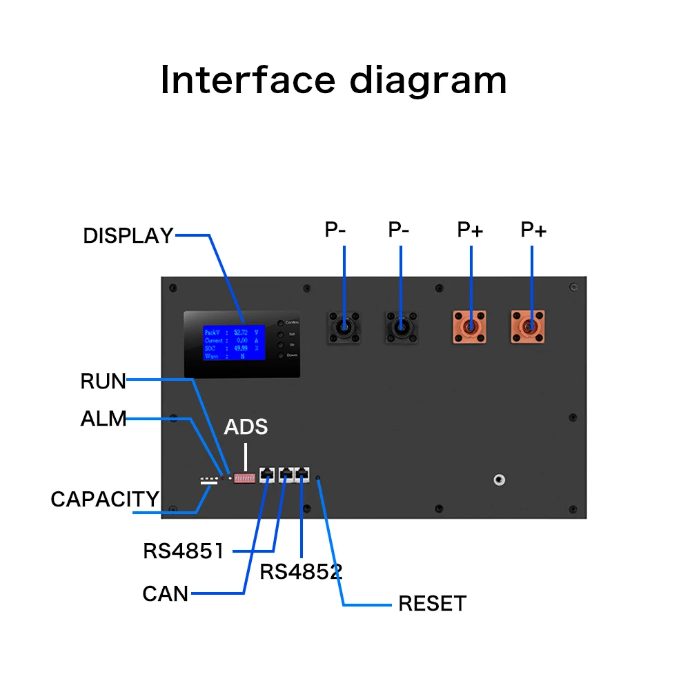DIY 배터리 케이스 박스, 스마트 BMS 내장 CAN Rs485 LCD 배터리 팩, 태양광 저장 장치, LifePO4 16S200A, 51.2V, 280AH, 48V280AH