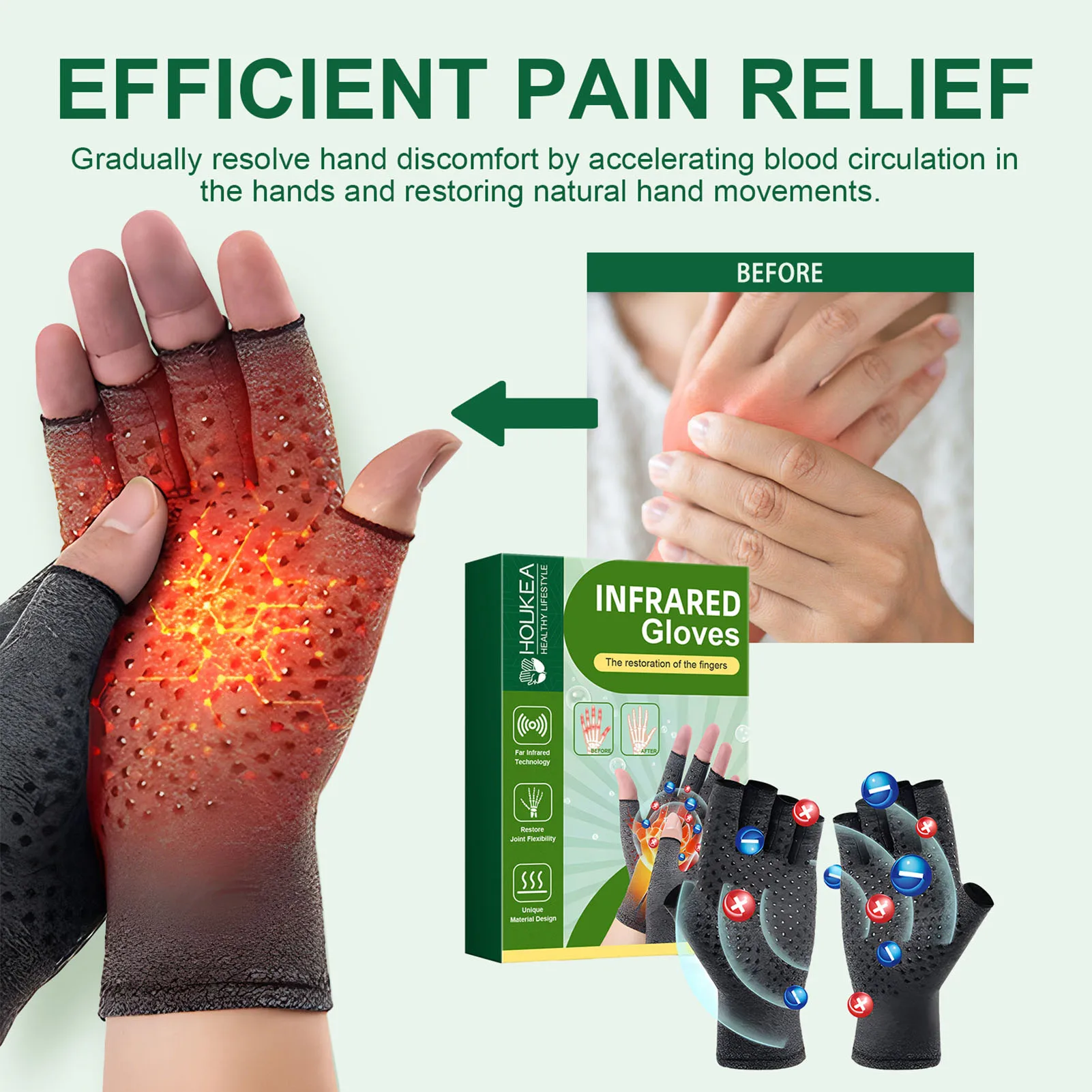 Half Finger Joint Pain Relief Gloves Anti-Arthritis Therapy Compression Sports Gloves For Women Men Therapy Wristband fingerless gloves compression gloves gym gloves