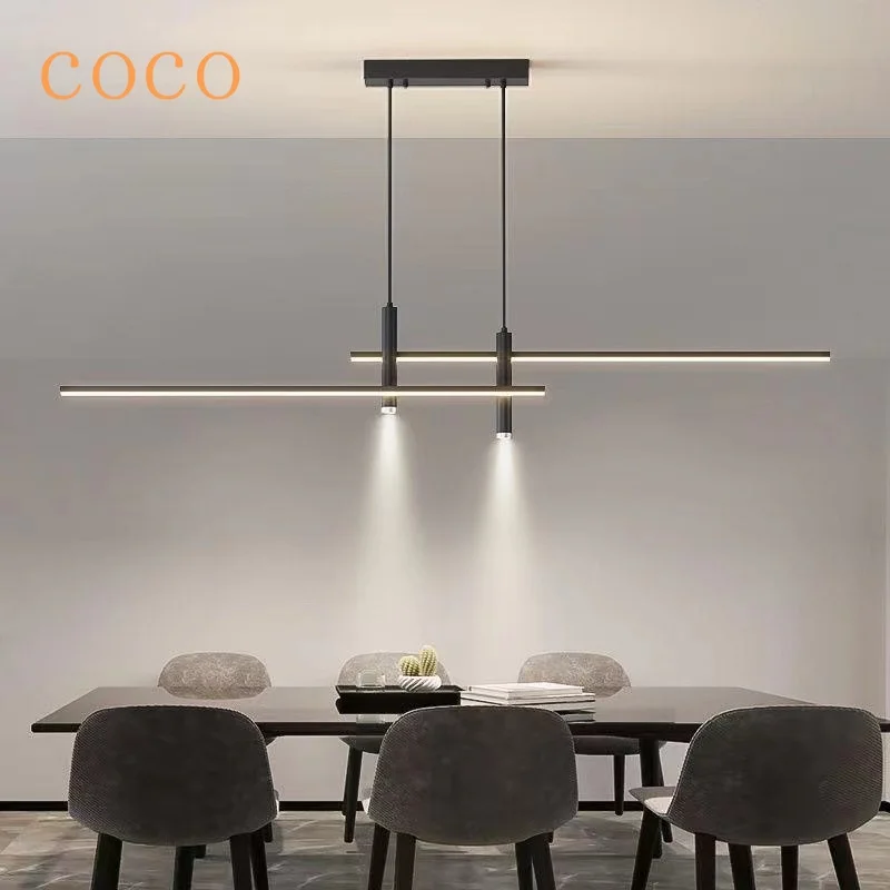 

2024 New Modern Art Personality Chandelier Simple Line Nordic Table Light Creative Bar Long Strip Designer Light Restaurant