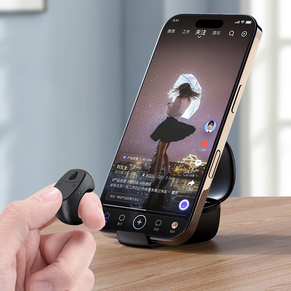 Scrolling Ring Bluetooth-Compatible 5.3 Wireless Camera Shutter Digital Display Remote Control Shutter/Clicker for Smartphones