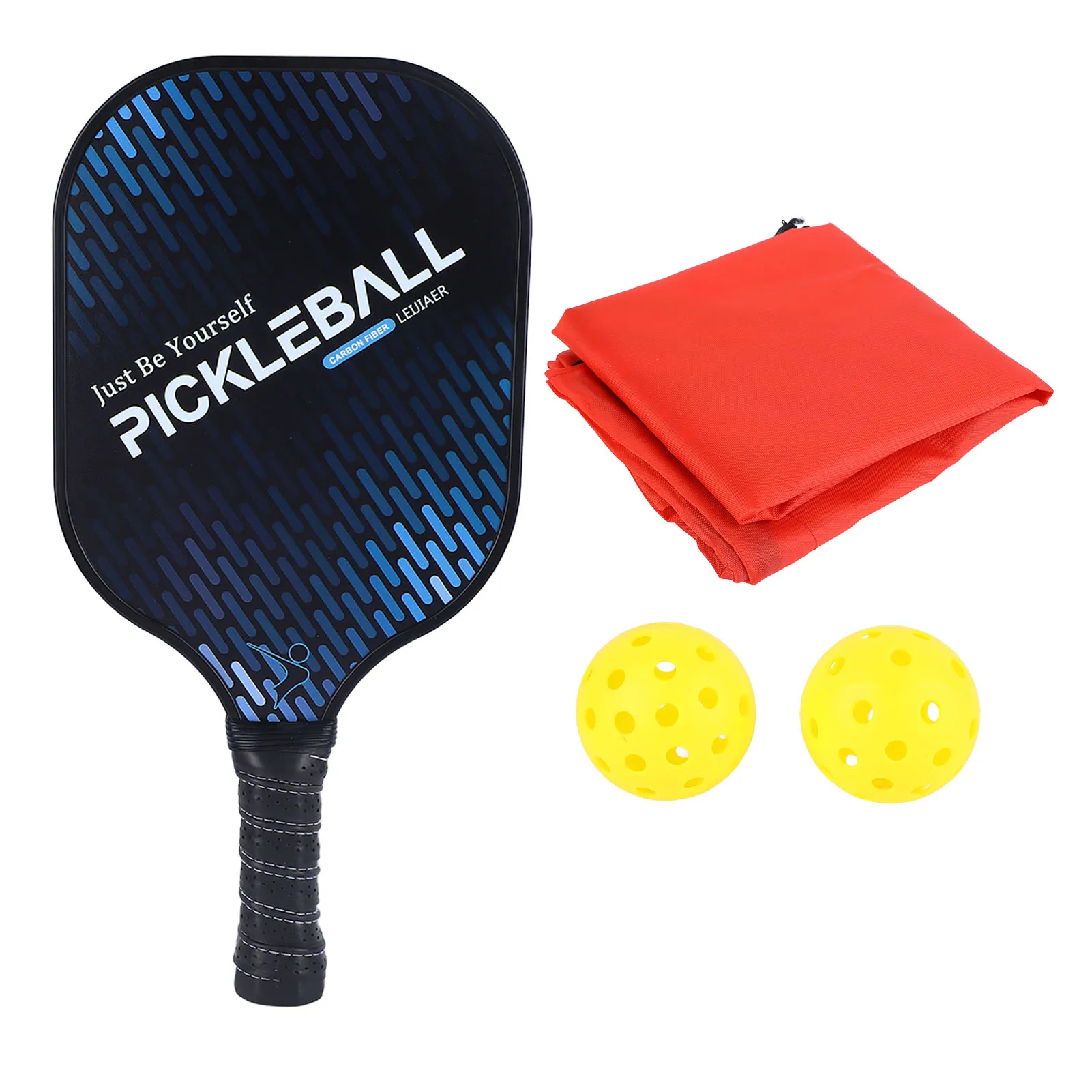 Pickleball Paddles Set Fashionable Carbon Fiber Lightweight Pickleball Rackets with 2 Balls and Carry Bag