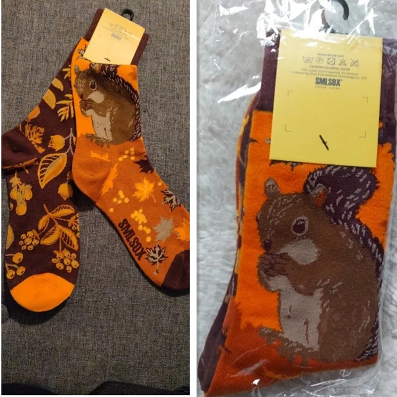 Cotton Socks 1 Pair Man Women Original AB Tide Colorful Cat Dog Koala Cow Four Seasons Unisex for Birthday Gift