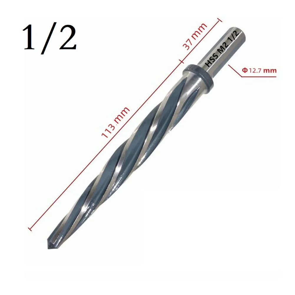 1pc 1/2inch 3/8inch Shank Bridge Reamer HSS Tapered Reamer High Speed Steel Spiral Flute Drill Bit Electric Drill Screw Cutting 2