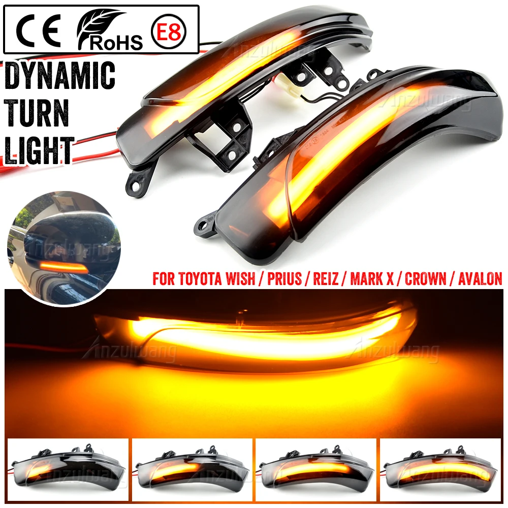

2PCS LED Dynamic Turn Signal Light For Toyota Camry Prius REIZ Wish Mark X Crown Avalon IQ EQ EV SAI MAJESTA 2008 2009-2015