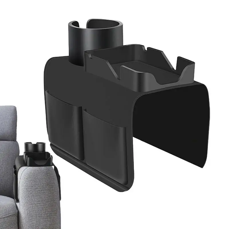 

Sofa Arm Rest Tray With Cup Holder Spill-Proof Silicone Couch Arm Table With Side Pockets Sofa Armrest Organizer Drink Holder