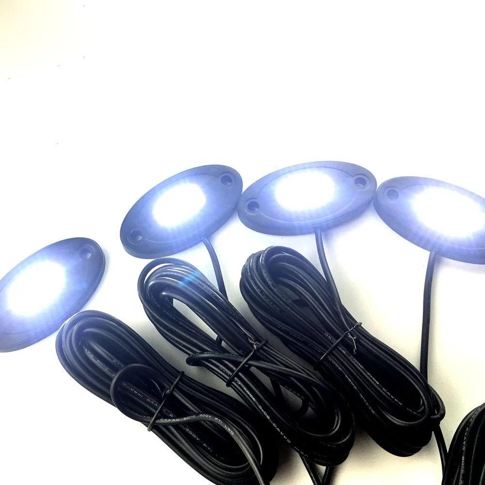 

Pure White 4 Pods Underglow auto Lighting system Lighting Kit Waterproof LED Rock light for Truck ATV UTV SUV