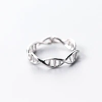 Sole Memory Creative Weaving Hollow DNA Chain Silver Color Resizable Opening Ring For Women Luxury Jewelry SRI516 1