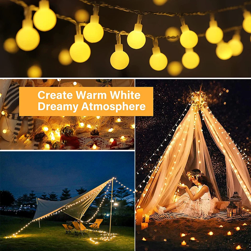 G50 Globe Bulb LED Fairy String Light Outdoor Small Ball Lights Street Wedding Garden Patio Christmas Canopy Tent Decoration