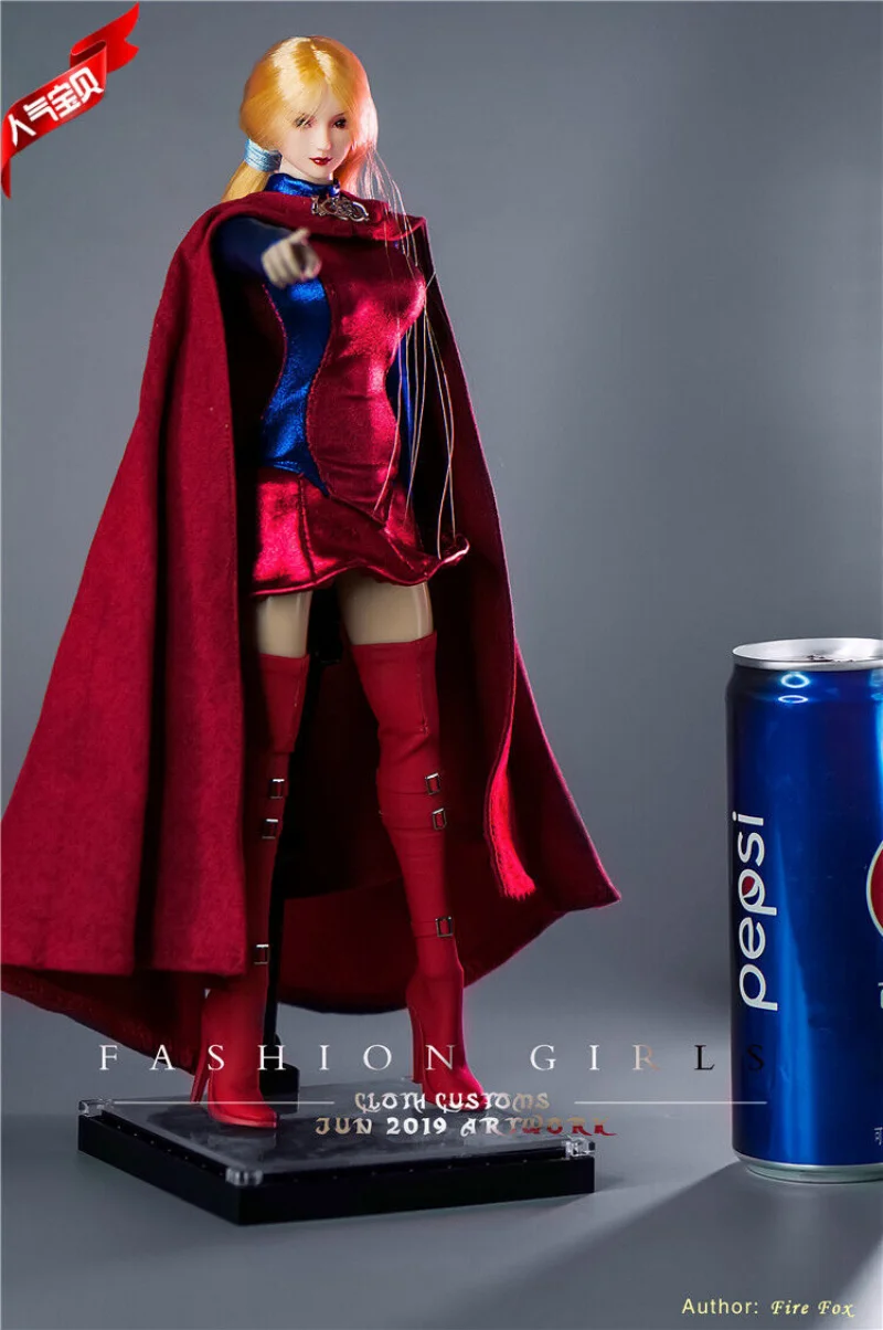 

1/6 Scale Female Soldier Figure Skirt Cloak Boots Set Model