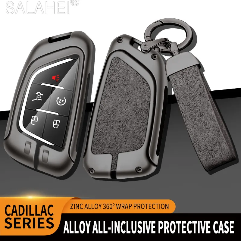 

Zinc Alloy Car Key Cover Case Shell Holder Full Protector For Cadillac CT4 CT5 CT4-V C8 2018 2019 2020 2021 Escalade Accessories