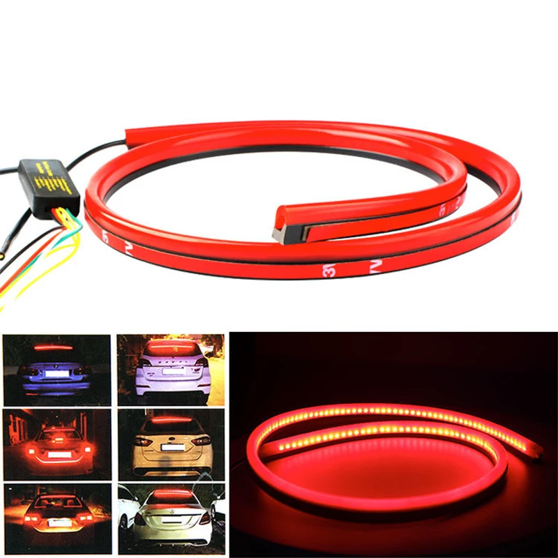 

90 / 100cm Car Styling High Rear Additional Stop Lights With Turn Signal Running Light Unverisal Auto Brake Flexible LED Strips