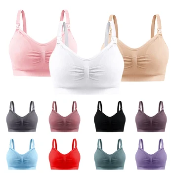 Maternity Bras Double Layer Seamless Bra Pregnancy Clothes Prevent Sagging Breastfeeding Women's Breathable lactancia Bra 1