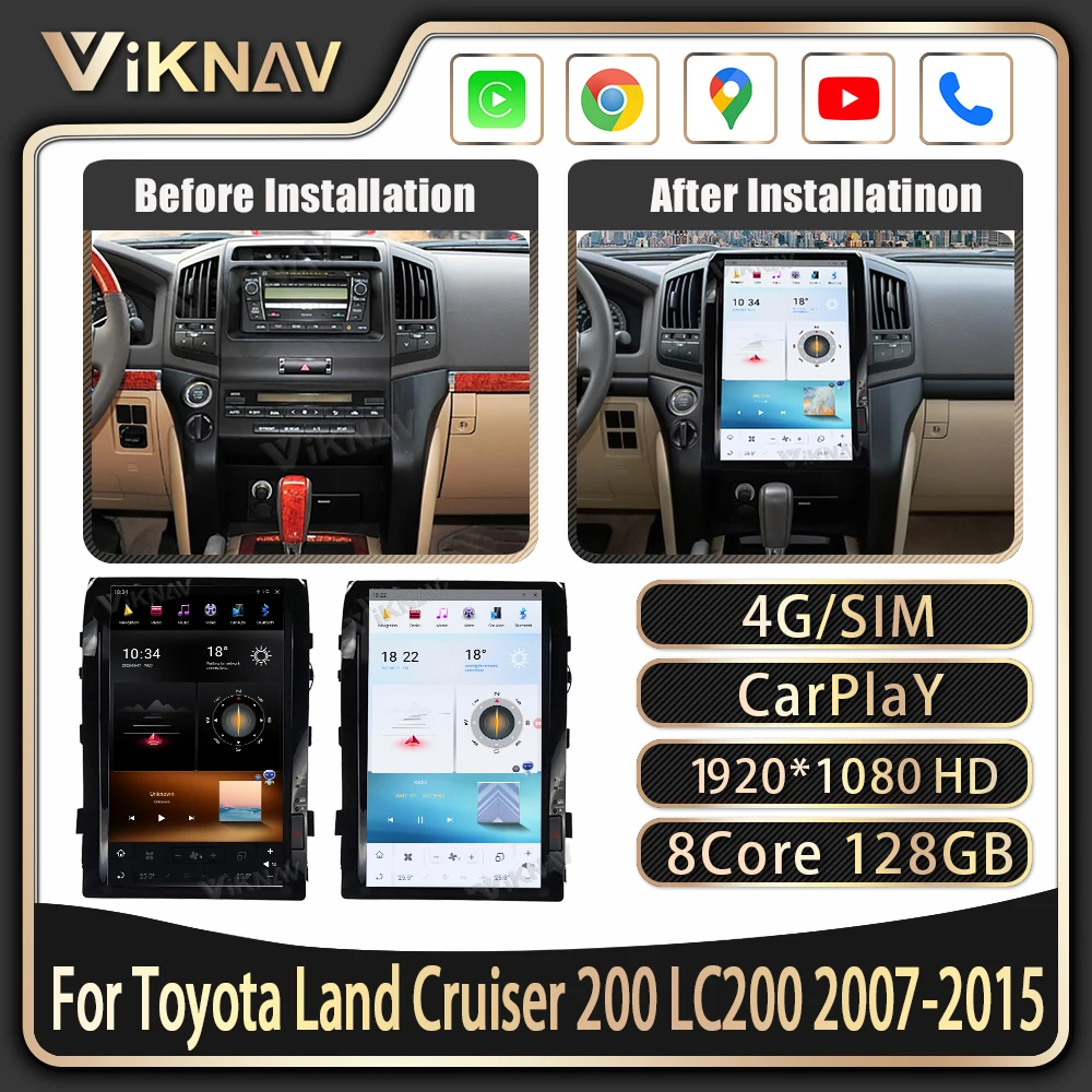 

16.0 inch Head Unit Car DVD Player For Toyota Land Cruiser 200 LC200 2008-2019 Android11 Radio GPS Navigation Carplay
