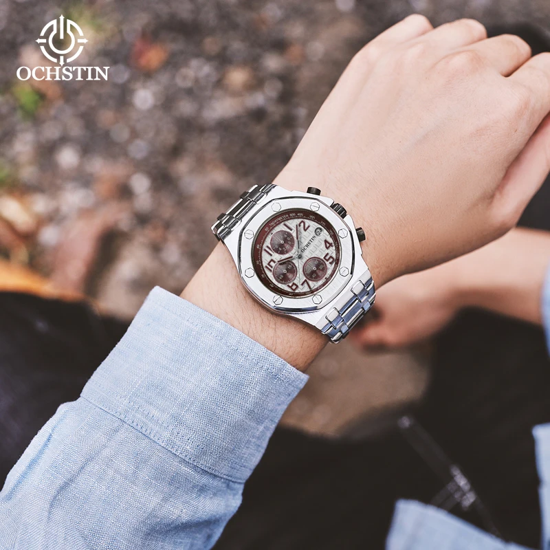 OCHSTIN Promotional Model 2024 Pilot's Series Personalized Fashion Watch Multifunctional Quartz Movement Men's Quartz Watches