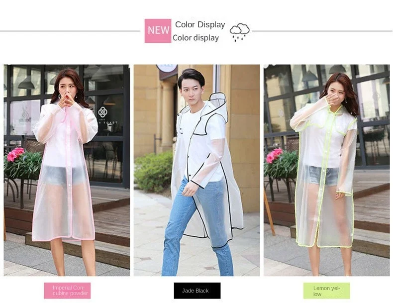 EVA Transparent Raincoat Outdoor Travel One-piece Fashionable Poncho Full Women's Long Raincoat Transparent Raincoat