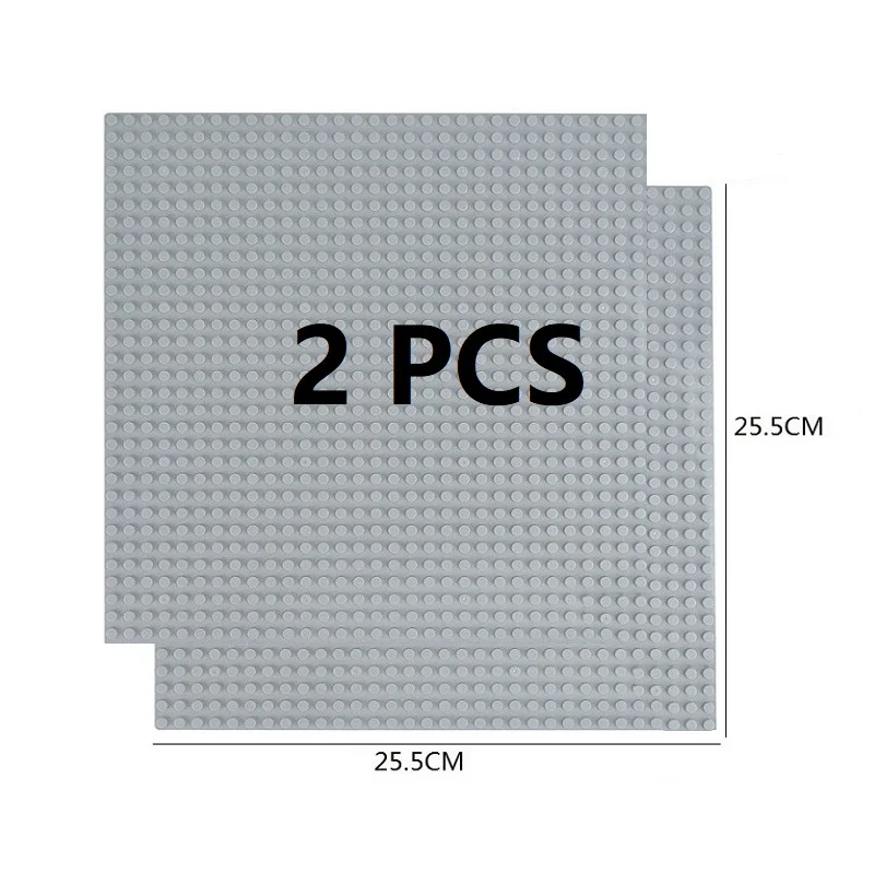 Set of 2 Classic Building Baseplates - Large Plastic Construction Block Bases