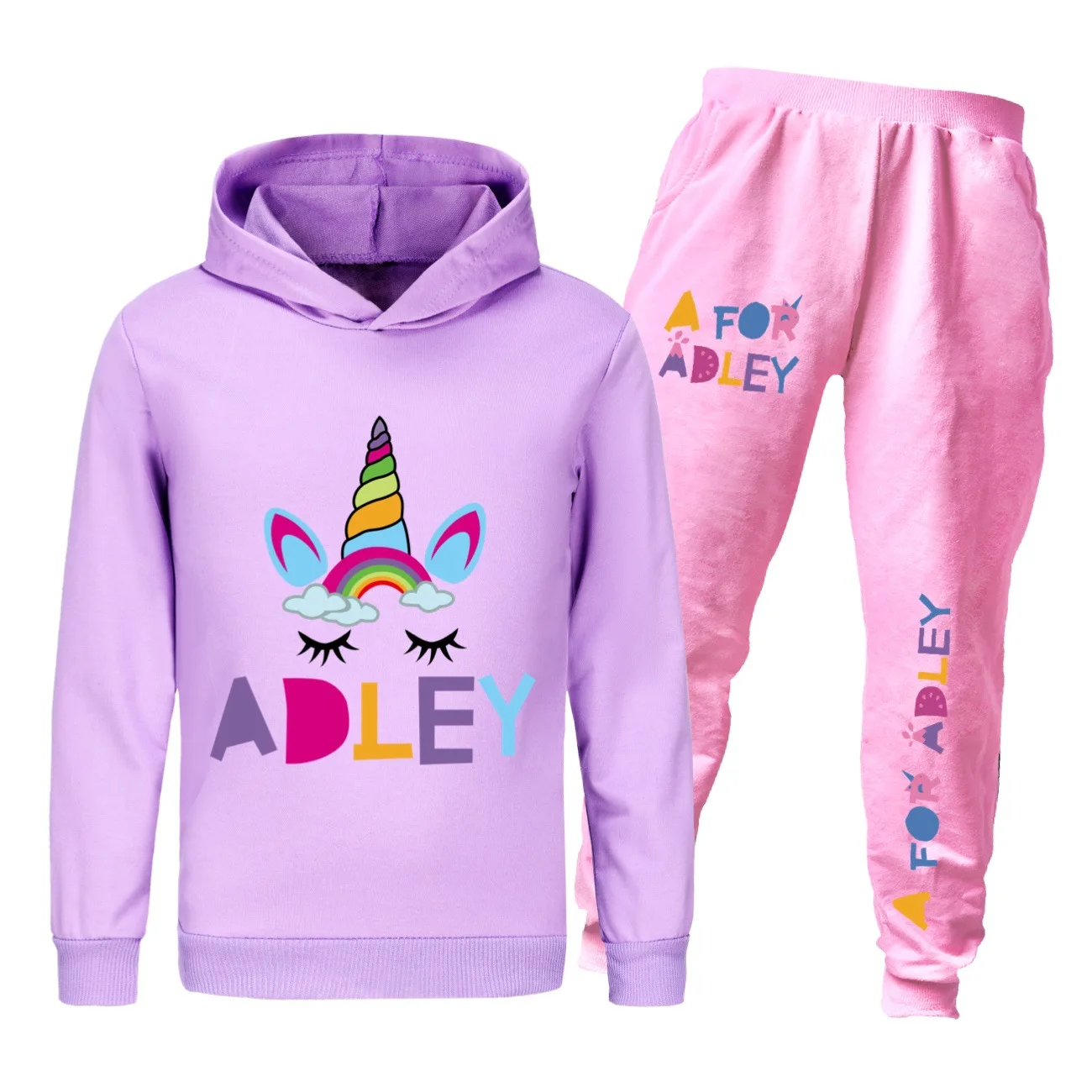 A for Adley Hoodie Kids Long Sleeve Sweatshirts Jogging Pants 2pcs Set Baby Girls Outfits Toddler Boys Sportsuit Children's Sets