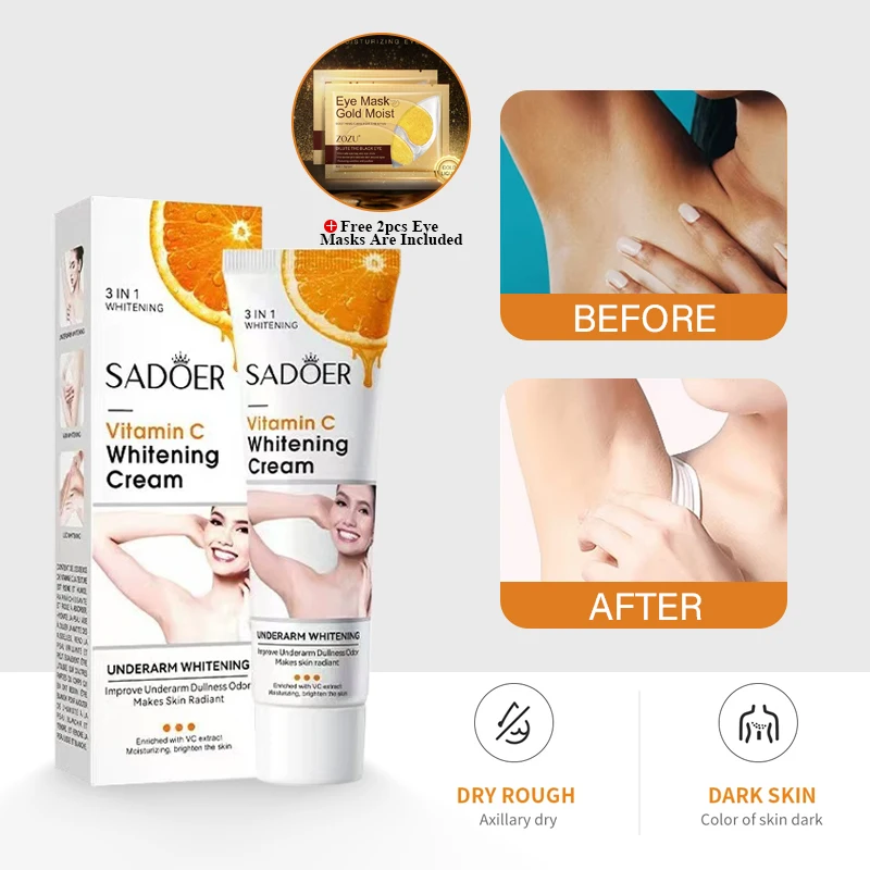 Body Whitening Cream Vitamin C Underarm Skin Cream Elbows Knee Moisturizing Whitening Body Improve Dull Nourish Brighten.