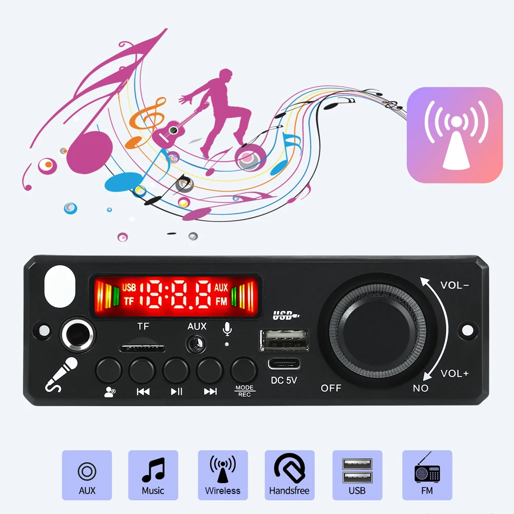5.0   FM ù TF USB MP3 WMA   ũ ڵ, 6W   , DC 5V  ȣȯ