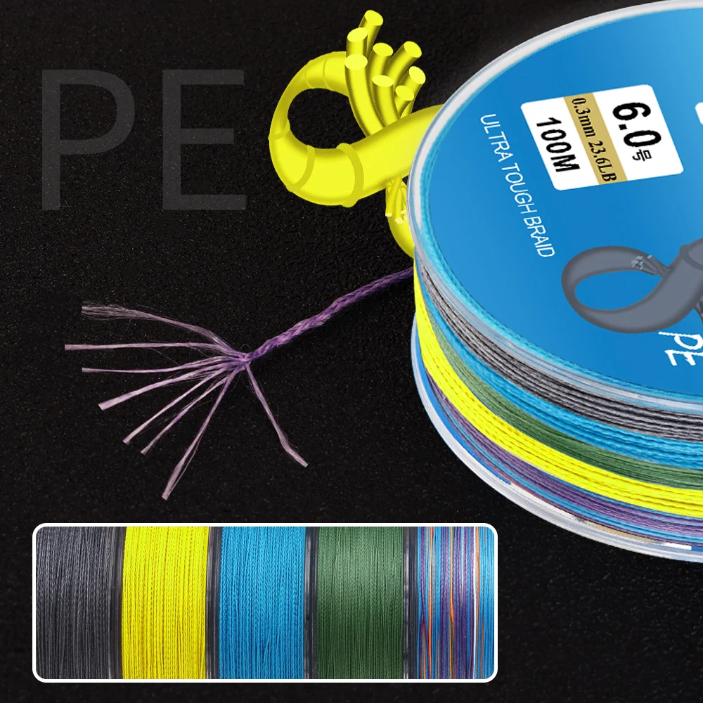 FTK 100M 8 Strand 20-100LB PE Braided Fishing Wire Multifilament Super Strong Fishing Line Japan Multifilament Line fishing line