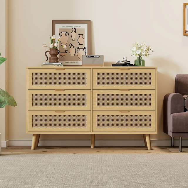 KOMHTOM chest of drawers with 6 Drawers Sideboard and Metal Handles KOMHTOM chest of drawers with 6 Drawers Sideboard and Metal Handles