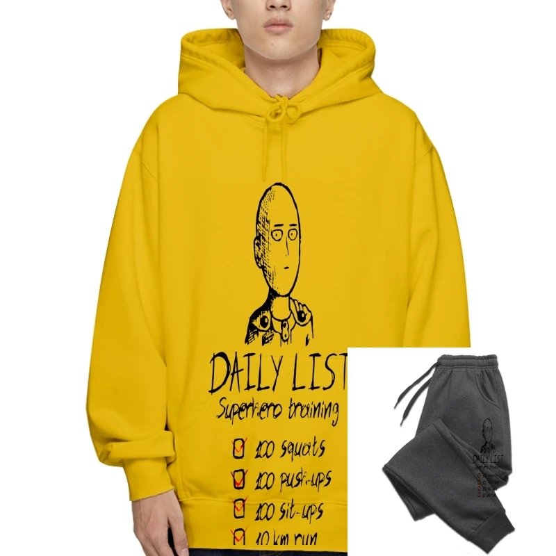 

one yona Men's One Punch Man Daily List SweaHoody Sweatshirt Hoodie Saitama OPM Oppai Anime Manga 100% Cotton Warm Sweatshirt Sw