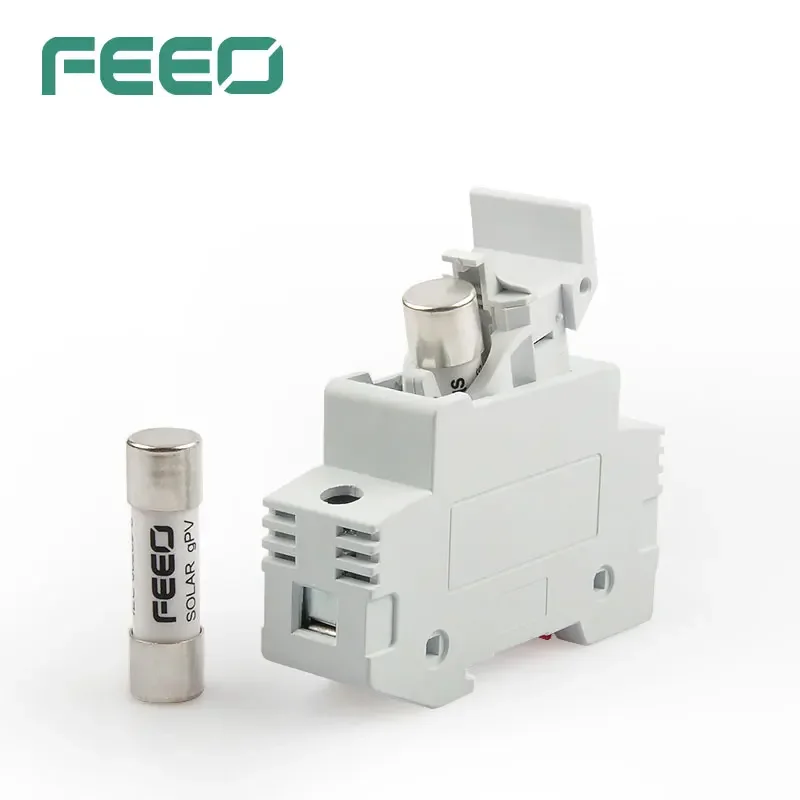 FEEO 1P 32A 40A 50A 63A 14*51mm Solar DC Fuse Holder with Fuse 1000V for Solar System Protection High Voltage Din Photovoltaic fuse box holder fuse holder