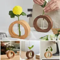 Wooden Hydroponic Flower Pot Home Vase Decor Transparent Imitation Glass Soilless Plant Pots Green Plant Pot For Home Decoration 2