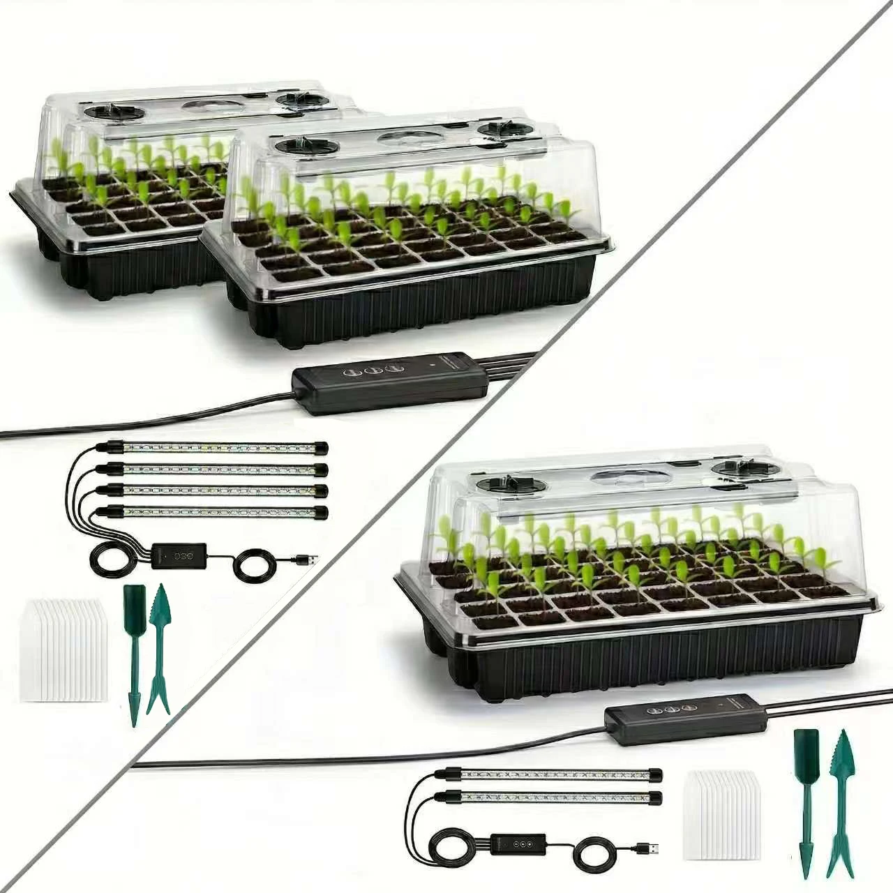 Seed Starter Kit with Grow Lights & Humidity Control - Indoor Plant Germination and Propagation Tray