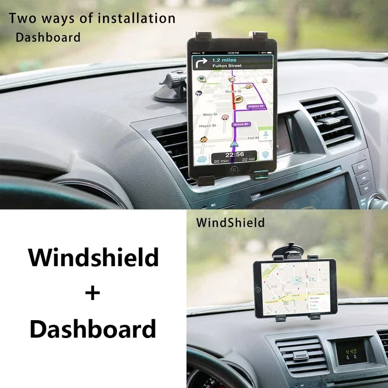 Tablet Car Holder Stand For iPad Air 1 2 Mini 2 3 4 Pro 9.7 10.5 Universal Windshield Car Mount For 7-11 inch Samsung Tab tablet holder