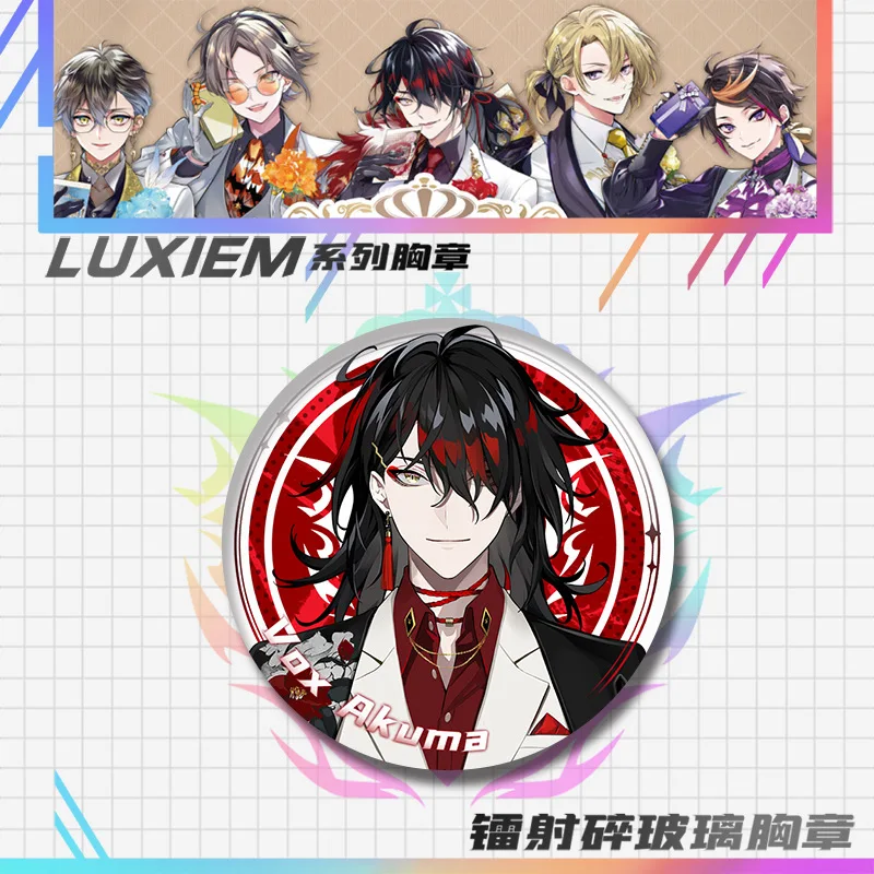 Game Vtuber Luxiem Vox Ike Mysta Shu Luca Anime-Zubehör Cosplay 58mm Laser-Metall-Abzeichen Brosche Anstecknadel Anhänger Spielzeug Geschenk – Detail 11