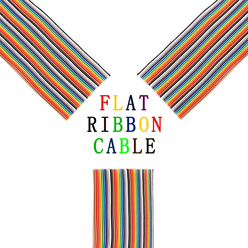 1/3/5Meter 6/8/10/16/18/20/26/34/40P 1.27mm Pitch Flat Ribbon Cable Rainbow DuPont Wire For IDC 2.54mm FC Connector